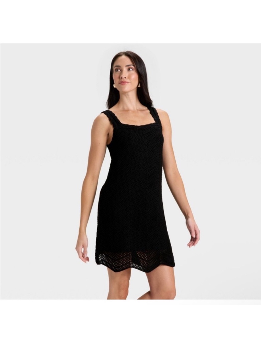 Women’s Crochet Mini Shift Dress a new day Black